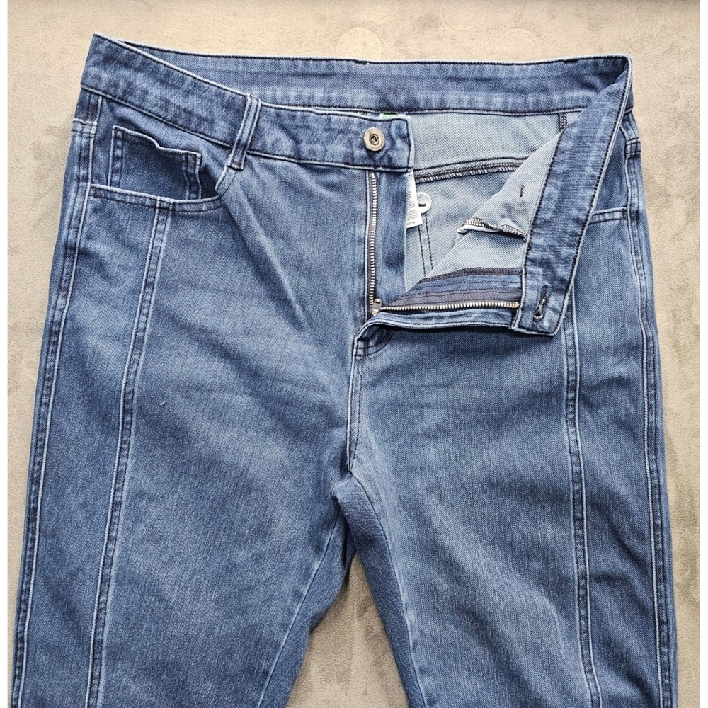 HALARA Womens Blue High Rise Slim Fit Front Seam Stretch Jeans Size L Regular